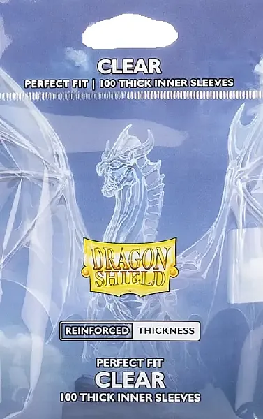 DRAGON SHIELD STANDARD SIZE PERFECT FIT THICK INNER CARD SLEEVES - CLEAR (100 SLEEVES)